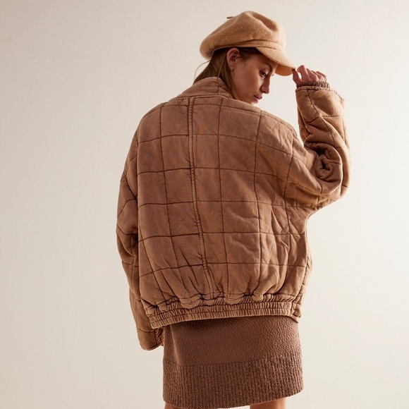 Free People Dolman Quilted Knot Jacket in Champagne Diamonds XS - Picture 4 of 7